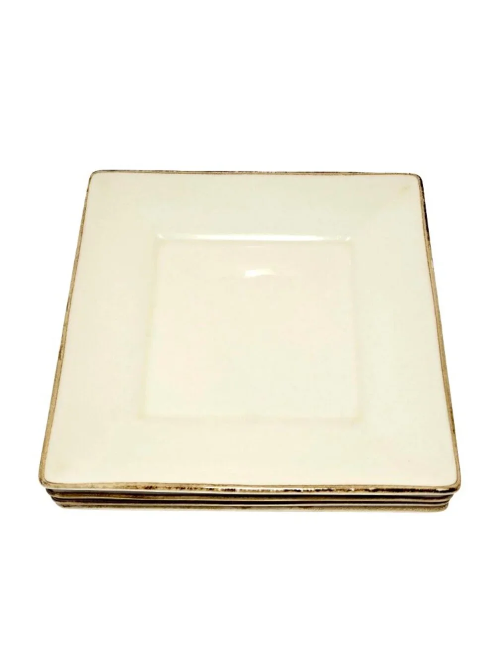 4 Pottery Barn Asian Square Salad Plates Off White